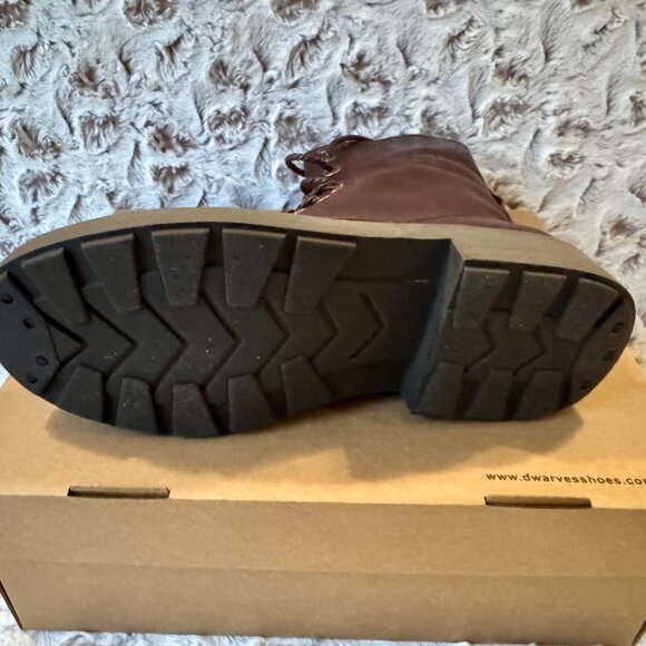 Handmade Genuine Sheepskin Combat Boots -Women's US 7.5 - Dark Coffee Brown - Picture 10 of 11